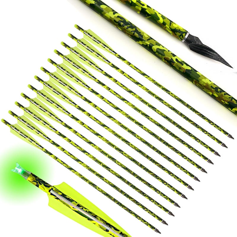 sf. 20 inch Crossbow Bolt Carbon Crossbow Arrow 12 Pcs with 6 Green Lighted Nock, Hunting and Outdoor Practice Lighted nocks for Arrows nockturnal Lighted nocks - Image 5